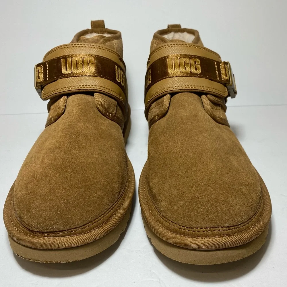 UGG Men's Neumel Snapback Suede Boot Sheepskin Lined 'Chestnut' Size 13